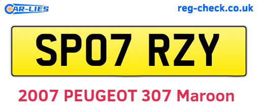 SP07RZY are the vehicle registration plates.