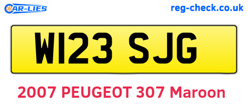 W123SJG are the vehicle registration plates.