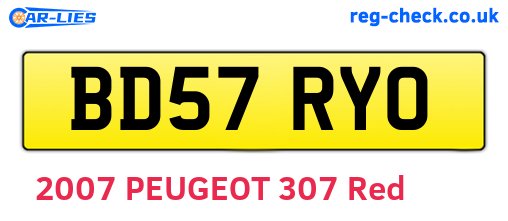 BD57RYO are the vehicle registration plates.