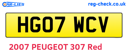 HG07WCV are the vehicle registration plates.