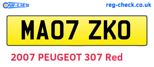 MA07ZKO are the vehicle registration plates.