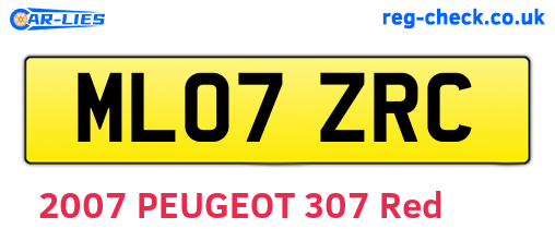 ML07ZRC are the vehicle registration plates.