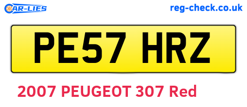 PE57HRZ are the vehicle registration plates.