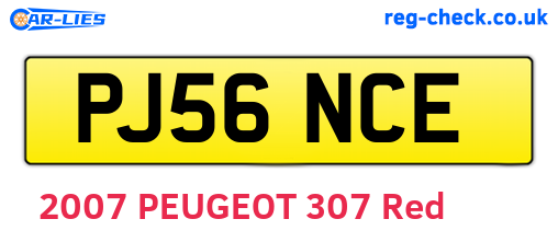 PJ56NCE are the vehicle registration plates.