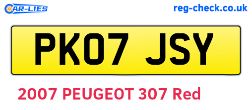 PK07JSY are the vehicle registration plates.
