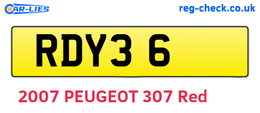 RDY36 are the vehicle registration plates.