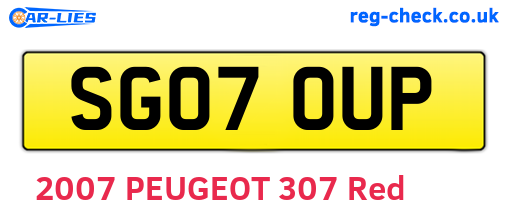 SG07OUP are the vehicle registration plates.
