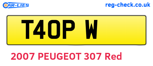 T4OPW are the vehicle registration plates.