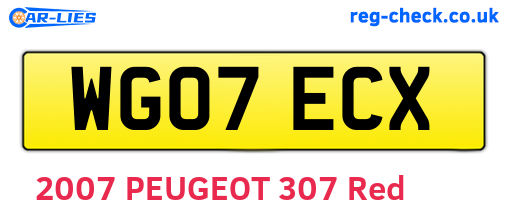 WG07ECX are the vehicle registration plates.