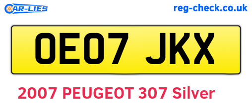 OE07JKX are the vehicle registration plates.