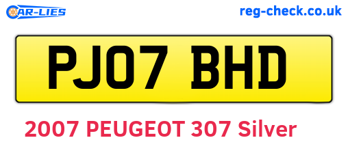 PJ07BHD are the vehicle registration plates.