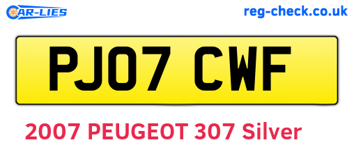 PJ07CWF are the vehicle registration plates.