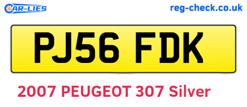 PJ56FDK are the vehicle registration plates.