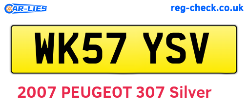 WK57YSV are the vehicle registration plates.