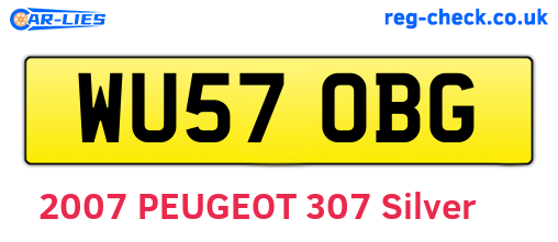 WU57OBG are the vehicle registration plates.