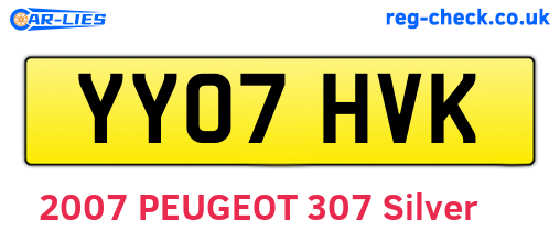 YY07HVK are the vehicle registration plates.