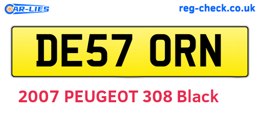 DE57ORN are the vehicle registration plates.