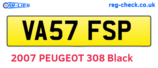 VA57FSP are the vehicle registration plates.