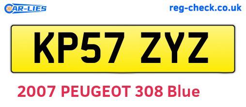 KP57ZYZ are the vehicle registration plates.