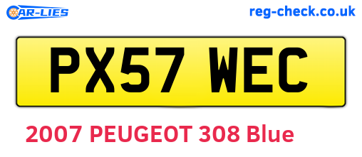 PX57WEC are the vehicle registration plates.