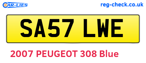 SA57LWE are the vehicle registration plates.