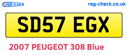 SD57EGX are the vehicle registration plates.