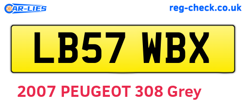 LB57WBX are the vehicle registration plates.