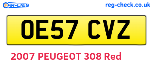 OE57CVZ are the vehicle registration plates.