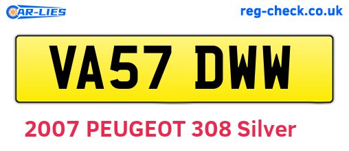 VA57DWW are the vehicle registration plates.