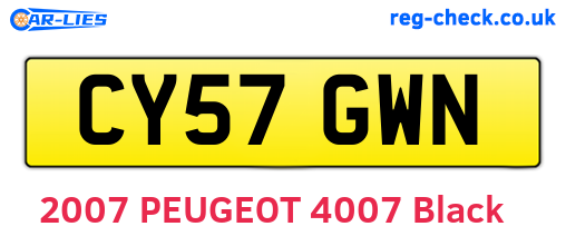 CY57GWN are the vehicle registration plates.