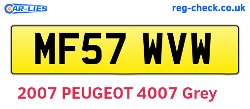 MF57WVW are the vehicle registration plates.