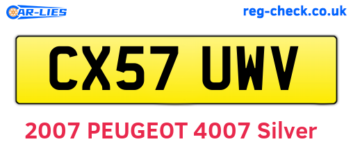 CX57UWV are the vehicle registration plates.