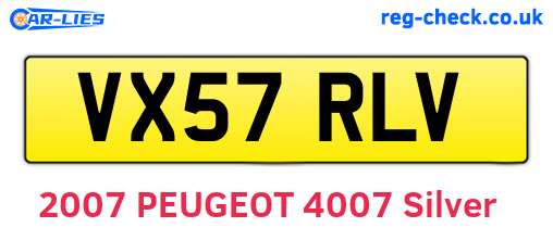 VX57RLV are the vehicle registration plates.
