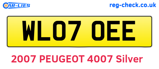 WL07OEE are the vehicle registration plates.