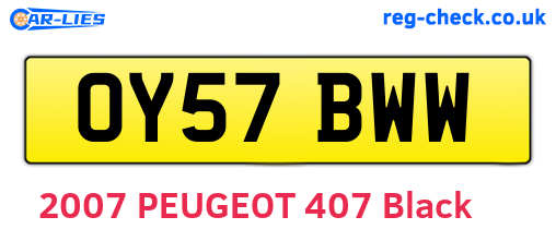 OY57BWW are the vehicle registration plates.