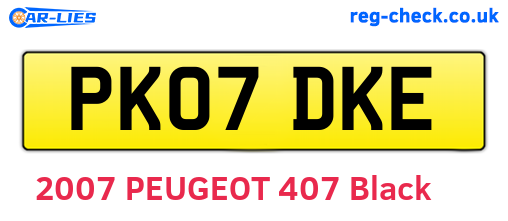 PK07DKE are the vehicle registration plates.