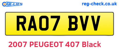 RA07BVV are the vehicle registration plates.