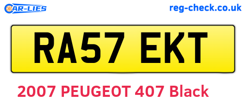 RA57EKT are the vehicle registration plates.