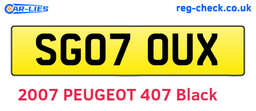SG07OUX are the vehicle registration plates.