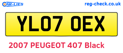 YL07OEX are the vehicle registration plates.