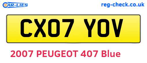 CX07YOV are the vehicle registration plates.