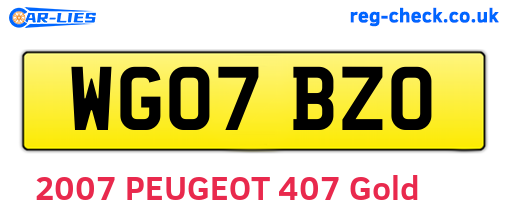 WG07BZO are the vehicle registration plates.