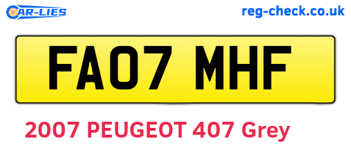 FA07MHF are the vehicle registration plates.