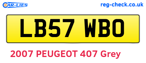 LB57WBO are the vehicle registration plates.