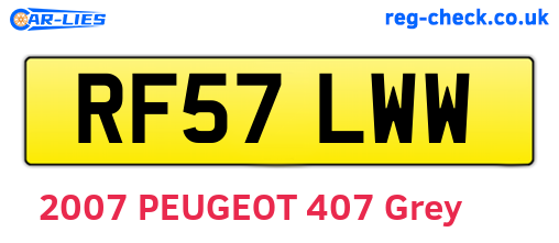 RF57LWW are the vehicle registration plates.