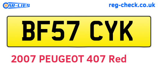 BF57CYK are the vehicle registration plates.