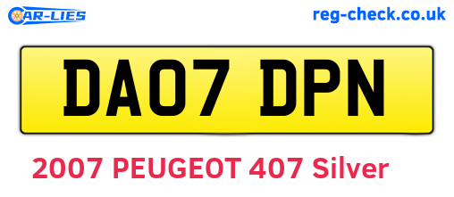 DA07DPN are the vehicle registration plates.