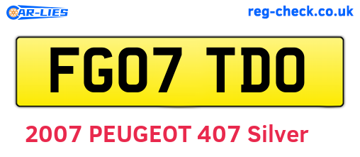FG07TDO are the vehicle registration plates.