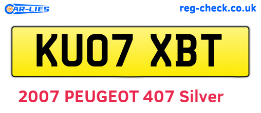 KU07XBT are the vehicle registration plates.