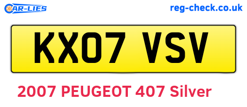 KX07VSV are the vehicle registration plates.